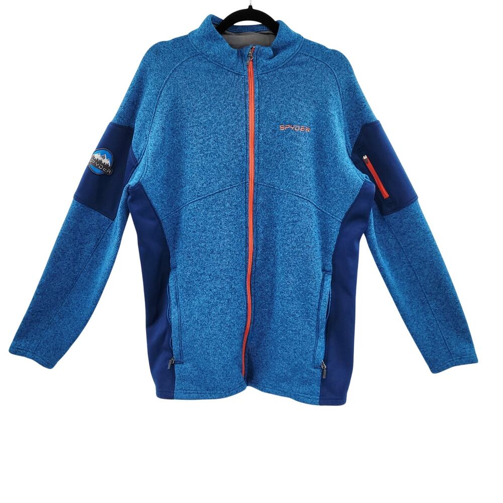 Spyder Blue Orange Accents Empire Fleece Full Zip Sweater Jacket Men's Size XL